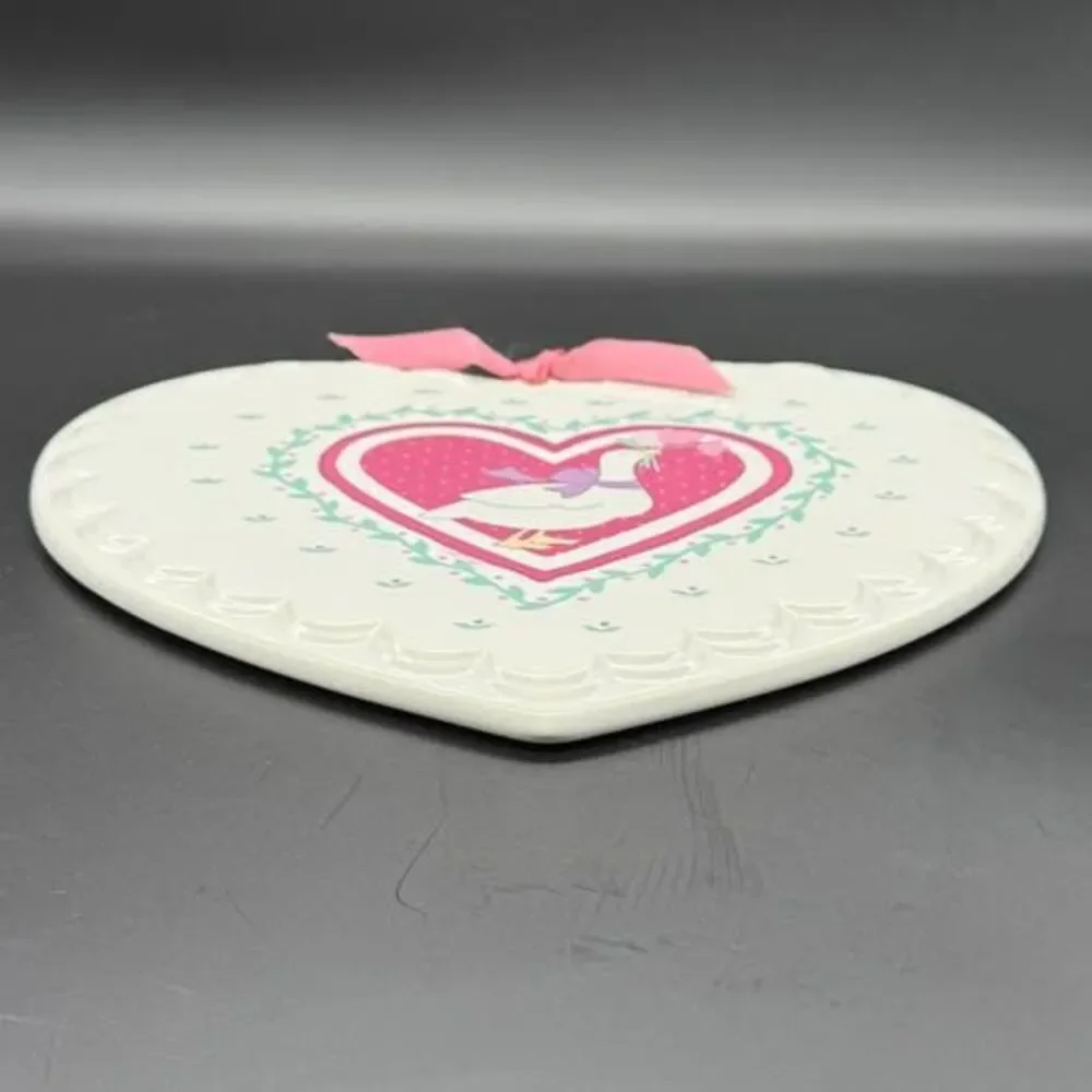 Vintage 1987 Treasure Craft Heart Shaped Goose Wall Plaque